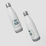 Trükitud tekstiga joogipudel