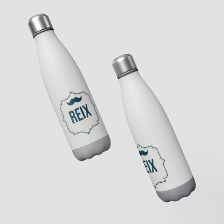 Trükitud tekstiga joogipudel