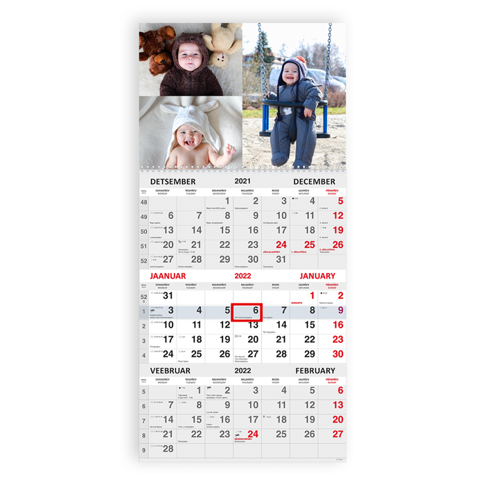 Trio kalender oma pildiga