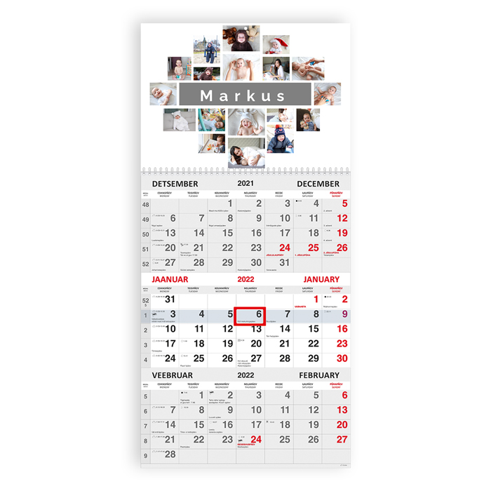 Trio kalender oma pildiga
