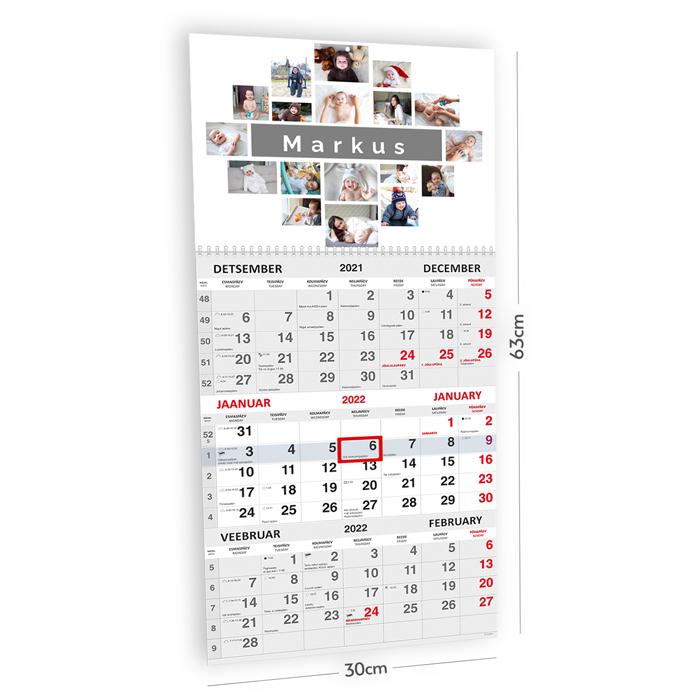 Trio kalender oma pildiga