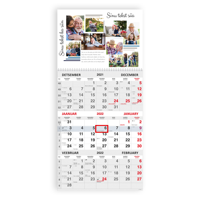 Trio kalender oma pildiga
