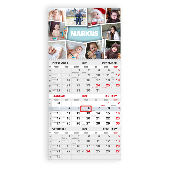 Trio kalender oma pildiga