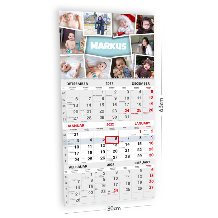 Trio kalender oma pildiga