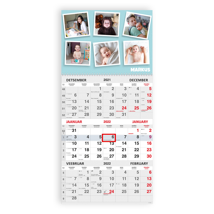 Trio kalender oma pildiga